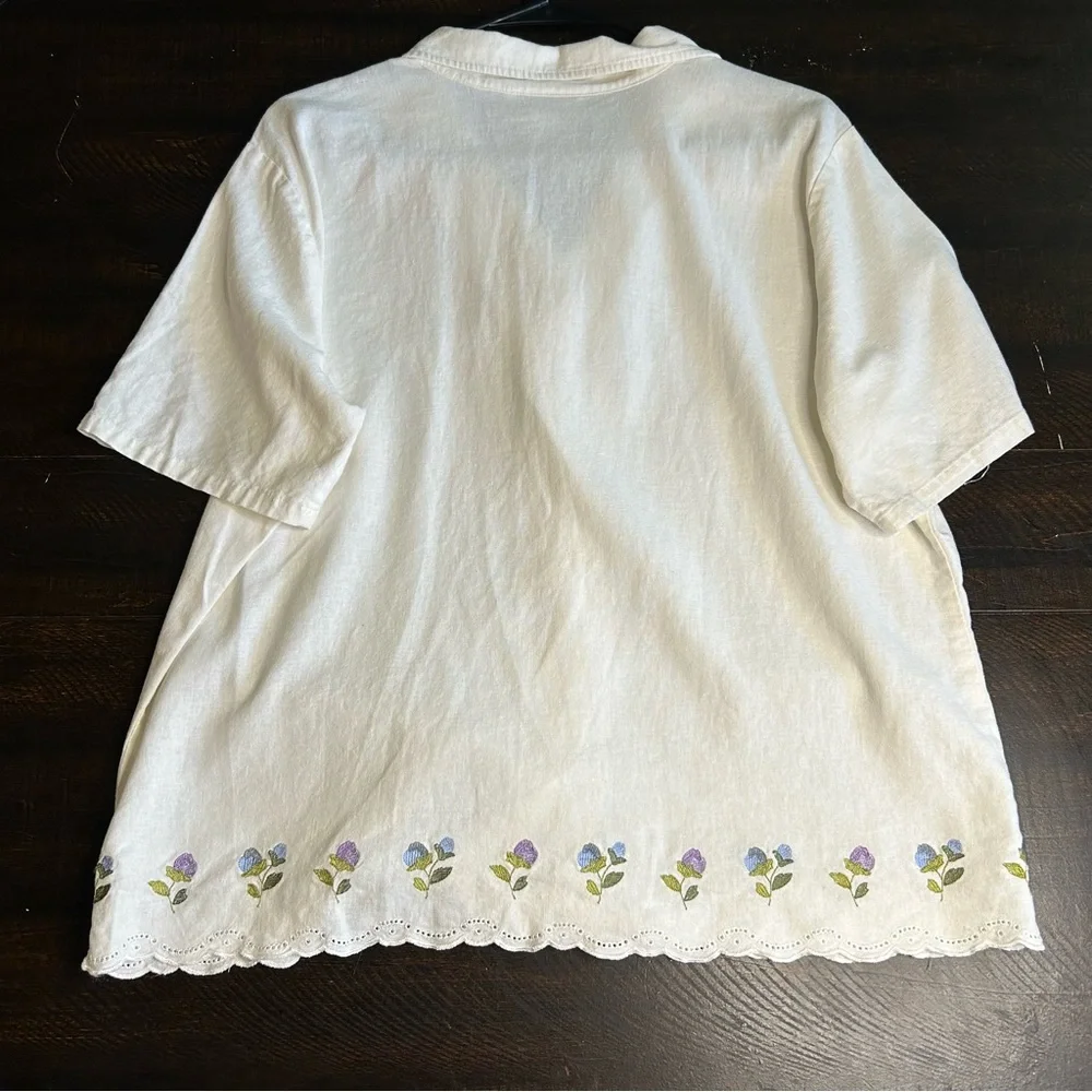 Vintage Linen/Rayon Jordan Short Sleeve Button-Up Shirt size L / XL - Picture 2 of 10